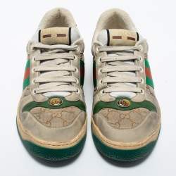 Gucci Multicolor Canvas And Leather Screener Sneakers Size 40