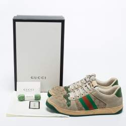 Gucci Multicolor Canvas And Leather Screener Sneakers Size 40