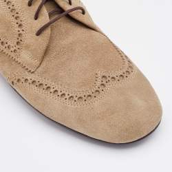 Gucci Grey Brogue Suede Derby Lace Up Loafers Size 41