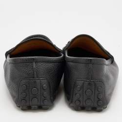 Pre Owned Gucci Black Leather Horsebit Slip On Loafers Size 41.5