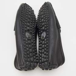 Pre Owned Gucci Black Leather Horsebit Slip On Loafers Size 41.5