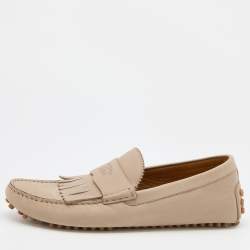 Gucci Grey Nubuck Leather Fringe Slip On Loafers Size 41