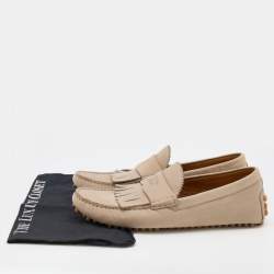 Gucci Grey Nubuck Leather Fringe Slip On Loafers Size 41