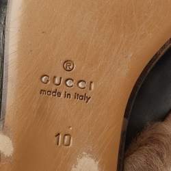 Gucci Black Leather and Fur Lined Princetown Flat Mules Size 44