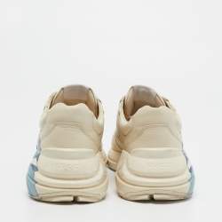 Pre Owned Gucci Cream Leather Chunky Waves Rhyton Sneakers Size 38.5