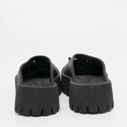 Gucci Black Perforated GG Rubber Platform Mules Size 40