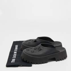 Gucci Black Perforated GG Rubber Platform Mules Size 40