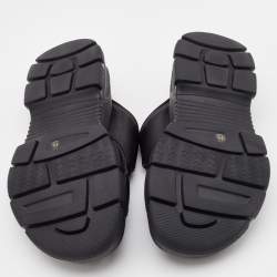Gucci Black Leather Aguru Buckle Flat Slides Size 42.5