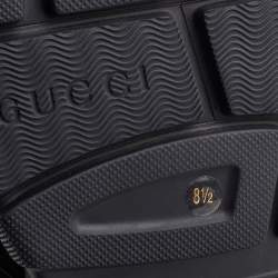 Gucci Black Leather Aguru Buckle Flat Slides Size 42.5