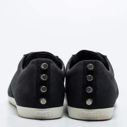 Gucci Black Glitter Vintage Web Studded Low Top Sneakers Size 40