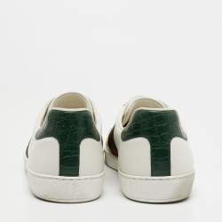 Gucci White Leather Web Ace Low Top Sneakers Size 45.5