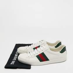 Gucci White Leather Web Ace Low Top Sneakers Size 45.5