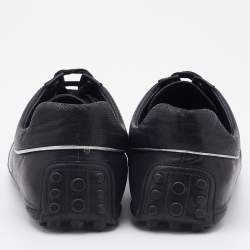 Gucci Black Leather Web Detail Low Top Sneakers Size 42.5