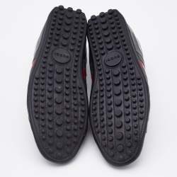 Gucci Black Leather Web Detail Low Top Sneakers Size 42.5
