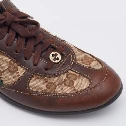 Gucci Beige/Brown GG Canvas and Leather Low Top Sneakers Size 35.5