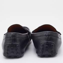 Pre Owned Gucci Black Diamanté Leather Slip On Loafers Size 42