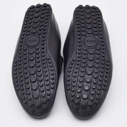 Pre Owned Gucci Black Diamanté Leather Slip On Loafers Size 42