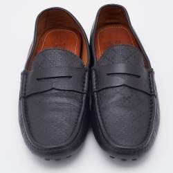 Pre Owned Gucci Black Diamanté Leather Slip On Loafers Size 42