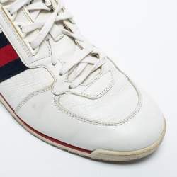 Gucci White GG Leather Web Coda Low Sneakers Size 41.5