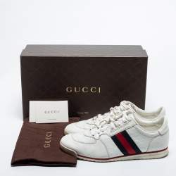 Gucci White GG Leather Web Coda Low Sneakers Size 41.5