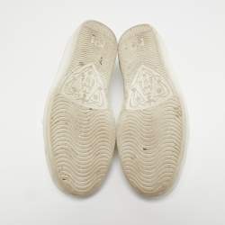 Pre Owned Gucci White Perforated Interlocking G Leather Ace Sneakers Size 43.5