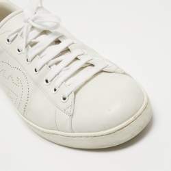 Pre Owned Gucci White Perforated Interlocking G Leather Ace Sneakers Size 43.5