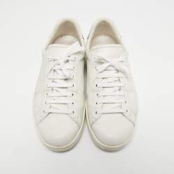 Pre Owned Gucci White Perforated Interlocking G Leather Ace Sneakers Size 43.5