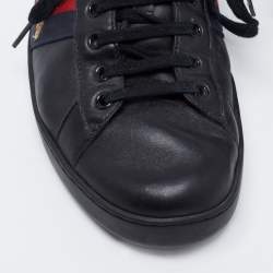 Pre Owned Gucci Black Leather Embroidered Bee Ace Sneakers Size 44