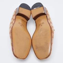Gucci Brown/Beige GG Canvas and Leather Horsebit Web Loafers Size 41