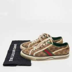 Gucci Brown GG Canvas Tennis 1977 Low Top Sneakers Size 43 