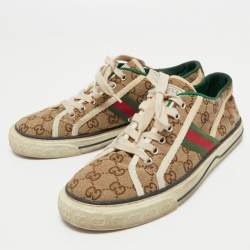Gucci Brown GG Canvas Tennis 1977 Low Top Sneakers Size 43 