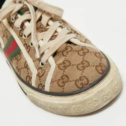 Gucci Brown GG Canvas Tennis 1977 Low Top Sneakers Size 43 