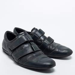 مملوكة مسبقًا Gucci Black Guccissima Leather Lace Up Sneakers Size 44