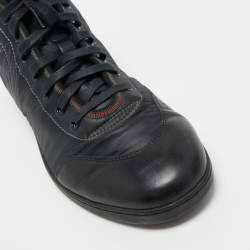 Pre Owned Gucci Black Leather and Nylon GG High Top Sneakers Size 41