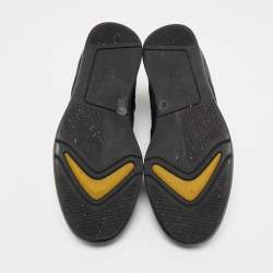 Pre Owned Gucci Black Leather and Nylon GG High Top Sneakers Size 41