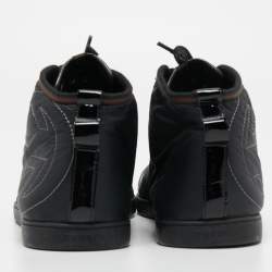 Pre Owned Gucci Black Leather and Nylon GG High Top Sneakers Size 41