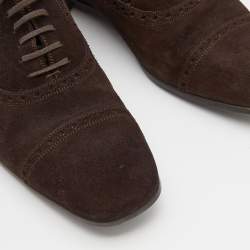 Gucci Brown Brogue Suede Lace Up Oxford Size 43.5