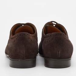 Gucci Brown Brogue Suede Lace Up Oxford Size 43.5