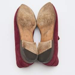 Gucci Burgundy Suede Web Horsebit Slip On Loafers Size 42