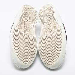 Pre Owned Gucci White Leather Ace Embroidered Snake Sneakers Size 42