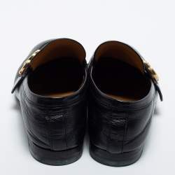 Pre Owned Gucci Black Leather GG Marmont Web Loafers Size 40