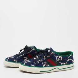 مملوكة مسبقًا Gucci Navy Blue/White CC Canvas Tennis 1977 Sneakers Size 39