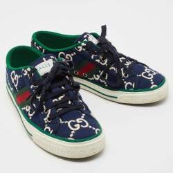 مملوكة مسبقًا Gucci Navy Blue/White CC Canvas Tennis 1977 Sneakers Size 39