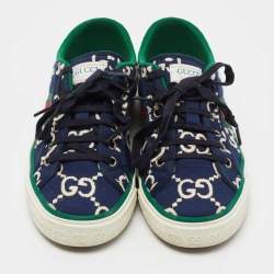 مملوكة مسبقًا Gucci Navy Blue/White CC Canvas Tennis 1977 Sneakers Size 39