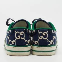 مملوكة مسبقًا Gucci Navy Blue/White CC Canvas Tennis 1977 Sneakers Size 39