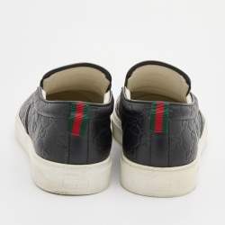 مملوكة مسبقًا Gucci Black Guccissima Leather Slip On Sneakers Size 42