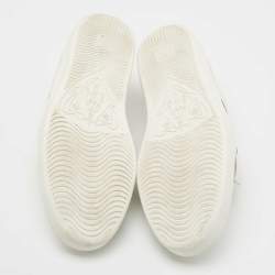 Pre Owned Gucci White Leather New Ace Tiger Strap Sneakers Size 43