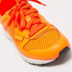 Gucci Neon Orange Perforated Leather Running Sneakers Size 41.5