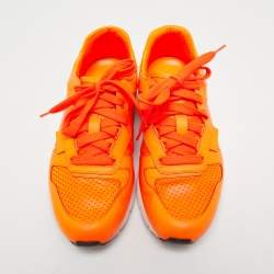 Gucci Neon Orange Perforated Leather Running Sneakers Size 41.5