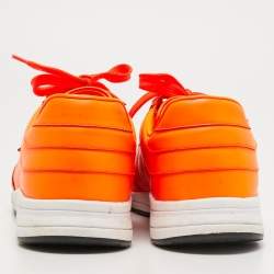 Gucci Neon Orange Perforated Leather Running Sneakers Size 41.5